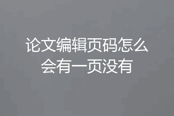 论文编辑页码怎么会有一页没有