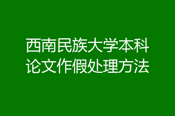西南民族大学本科论文作假处理方法