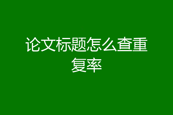 论文标题怎么查重复率