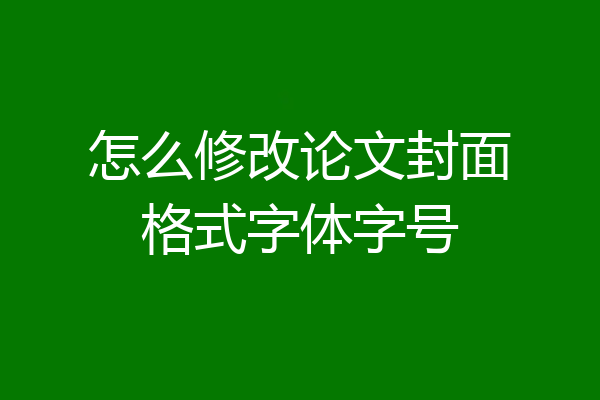 怎么修改论文封面格式字体字号