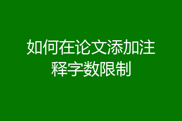 如何在论文添加注释字数限制
