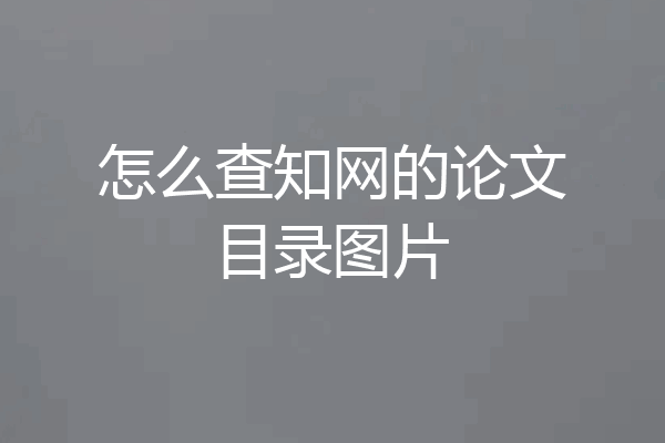 怎么查知网的论文目录图片