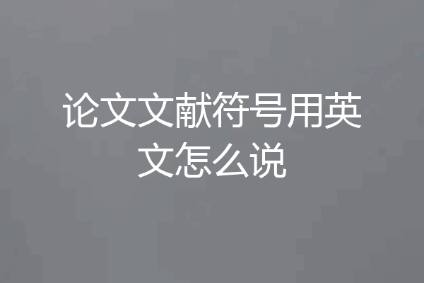 论文文献符号用英文怎么说