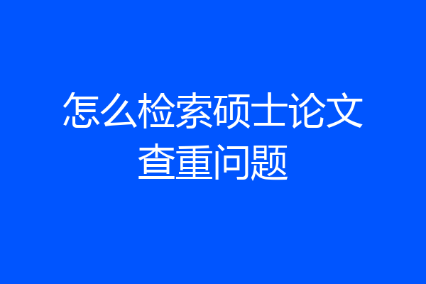怎么检索硕士论文查重问题