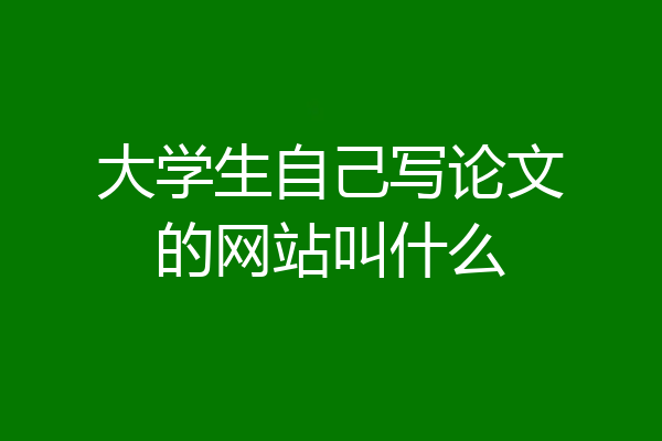 大学生自己写论文的网站叫什么