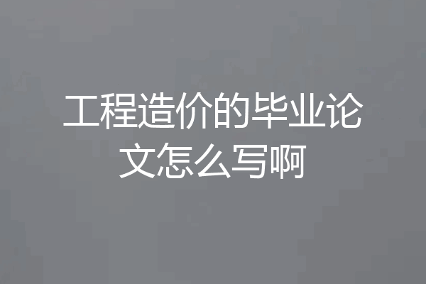 工程造价的毕业论文怎么写啊