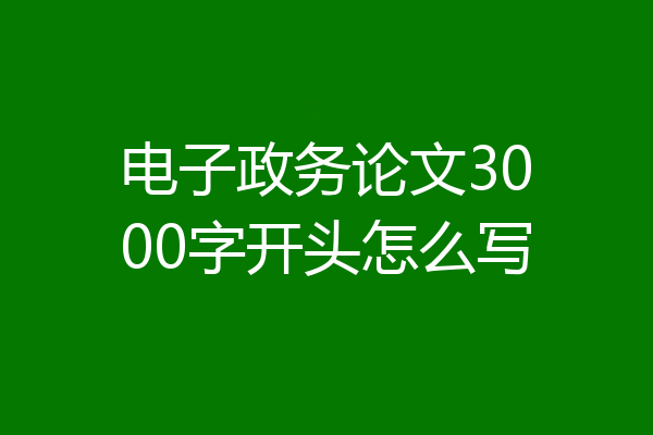 电子政务论文3000字开头怎么写