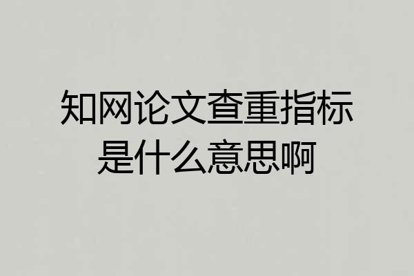 知网论文查重指标是什么意思啊