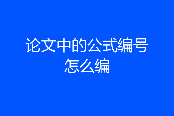 论文中的公式编号怎么编