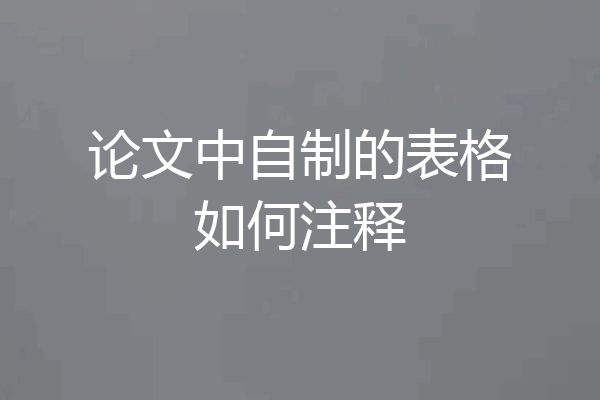 论文中自制的表格如何注释