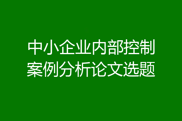 中小企业内部控制案例分析论文选题