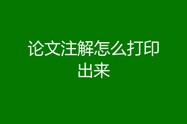 论文注解怎么打印出来