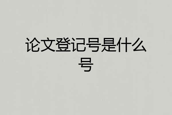 论文登记号是什么号