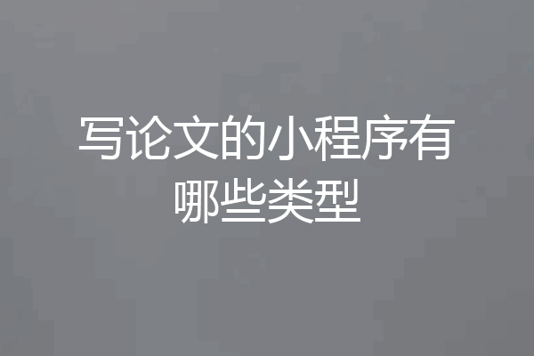 写论文的小程序有哪些类型