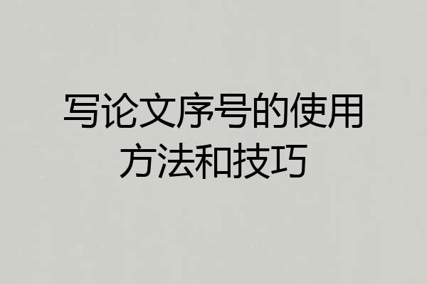 写论文序号的使用方法和技巧