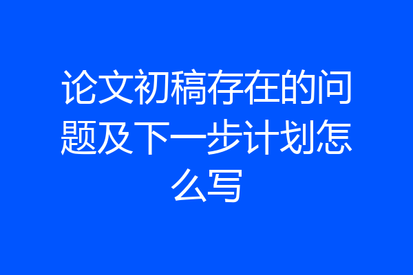 论文初稿存在的问题及下一步计划怎么写