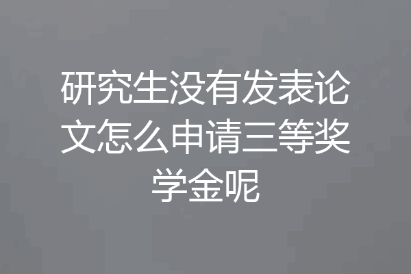 研究生没有发表论文怎么申请三等奖学金呢