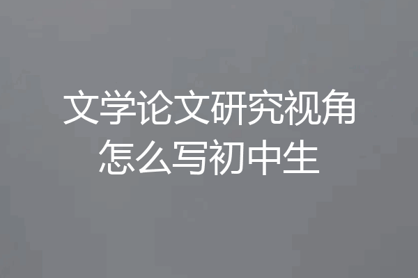 文学论文研究视角怎么写初中生