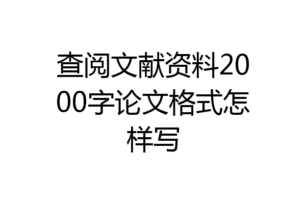 查阅文献资料2000字论文格式怎样写
