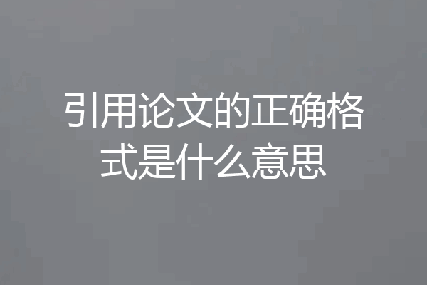 引用论文的正确格式是什么意思