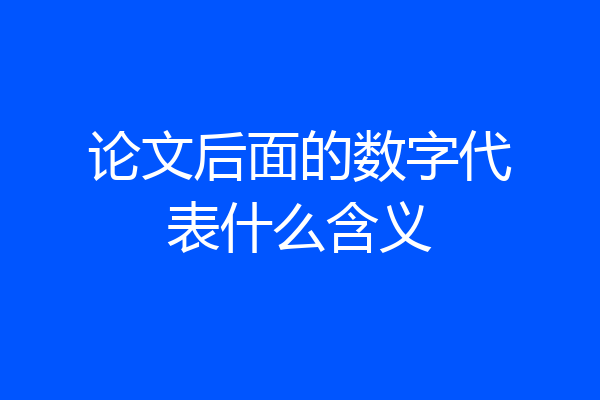论文后面的数字代表什么含义