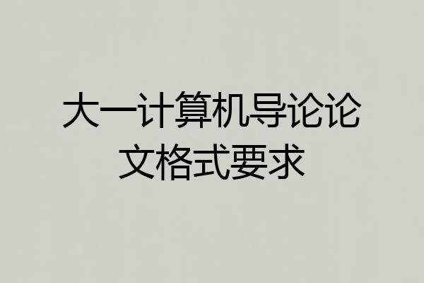 大一计算机导论论文格式要求