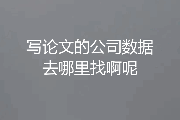 写论文的公司数据去哪里找啊呢
