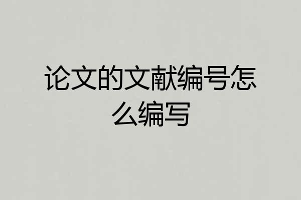 论文的文献编号怎么编写