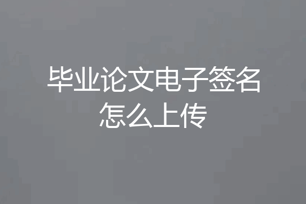 毕业论文电子签名怎么上传