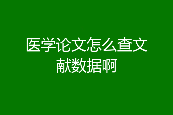 医学论文怎么查文献数据啊