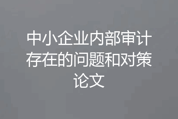 中小企业内部审计存在的问题和对策论文