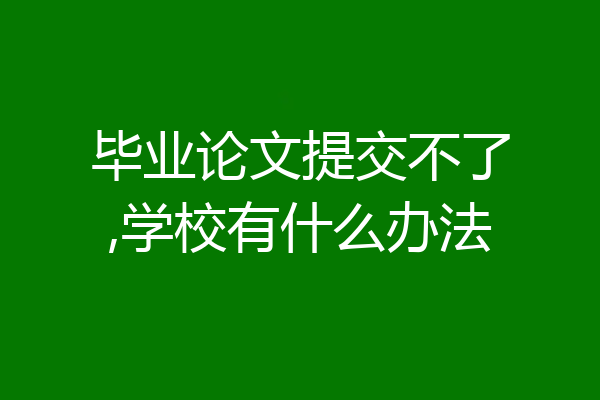 毕业论文提交不了,学校有什么办法