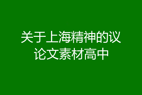 关于上海精神的议论文素材高中