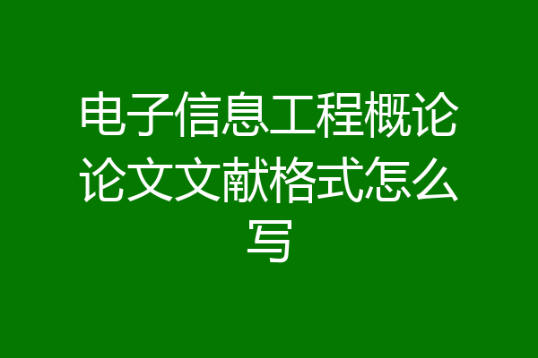 电子信息工程概论论文文献格式怎么写