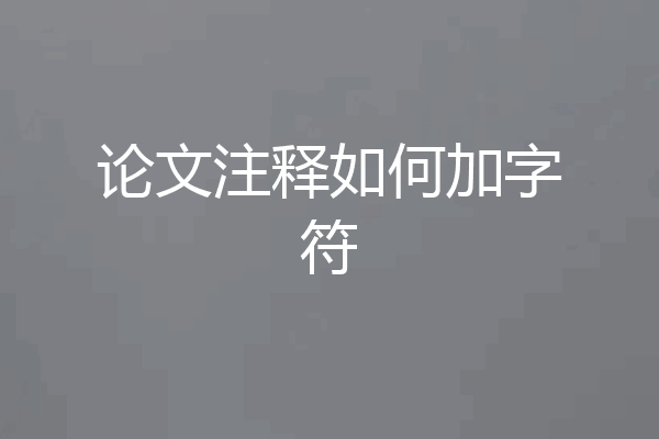 论文注释如何加字符