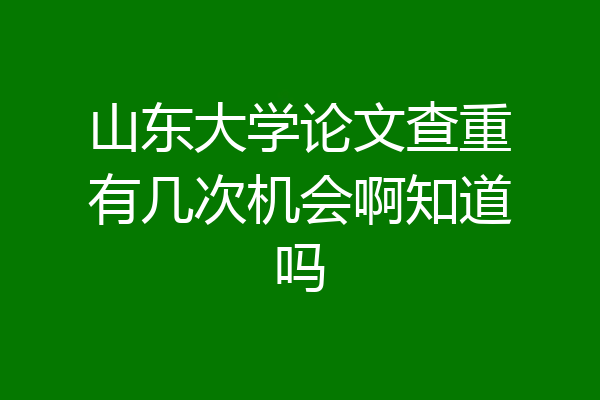 山东大学论文查重有几次机会啊知道吗