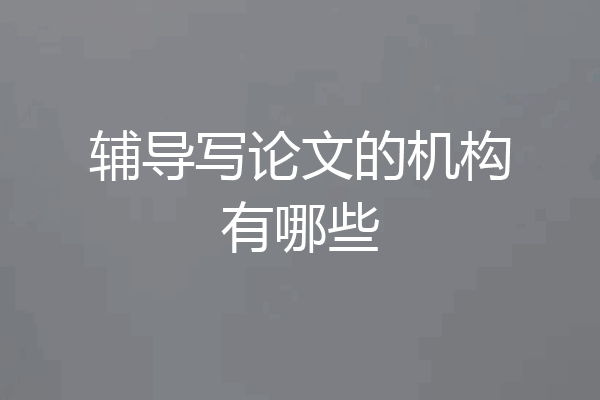 辅导写论文的机构有哪些