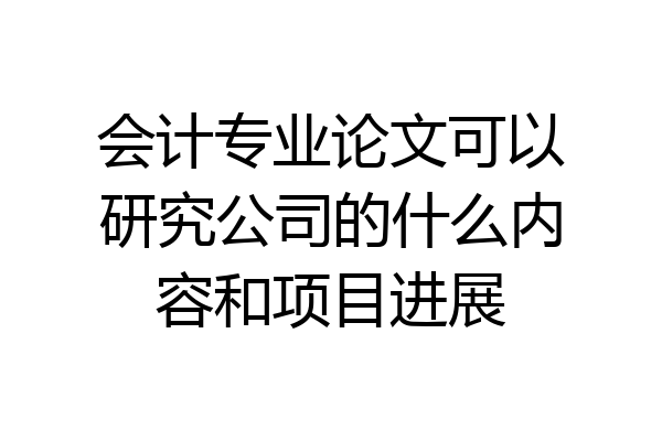 会计专业论文可以研究公司的什么内容和项目进展