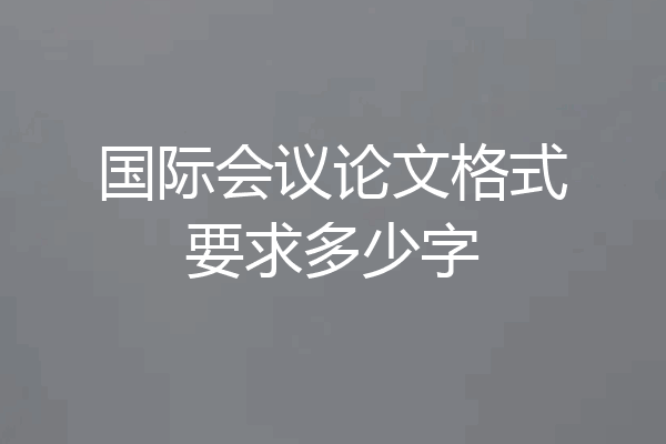 国际会议论文格式要求多少字