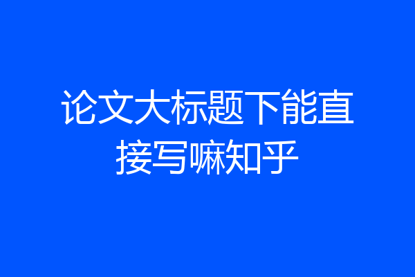 论文大标题下能直接写嘛知乎