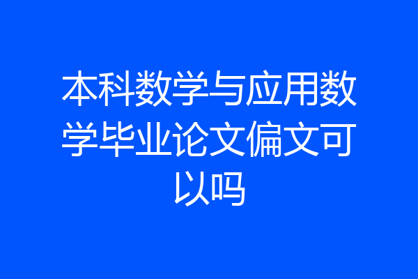 本科数学与应用数学毕业论文偏文可以吗