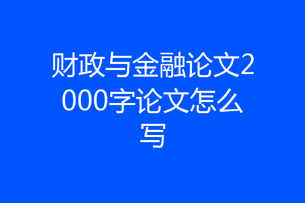 财政与金融论文2000字论文怎么写
