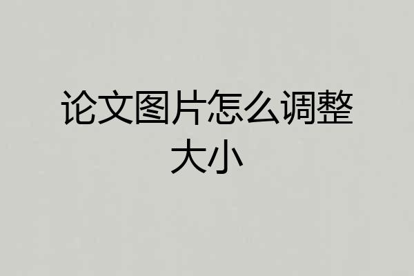 论文图片怎么调整大小