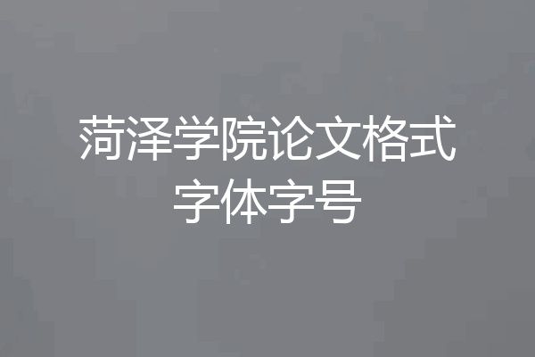 菏泽学院论文格式字体字号