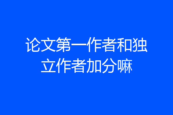 论文第一作者和独立作者加分嘛