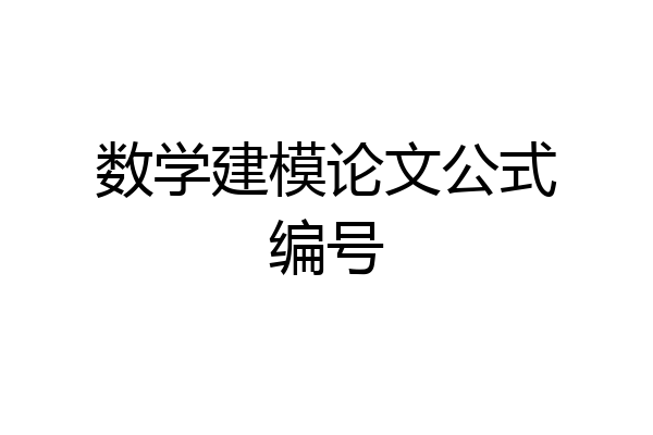 数学建模论文公式编号