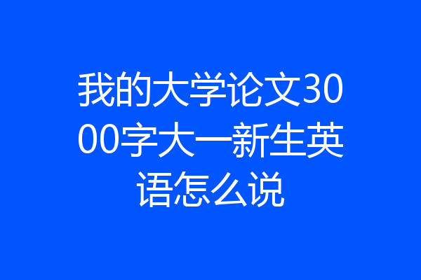 我的大学论文3000字大一新生英语怎么说