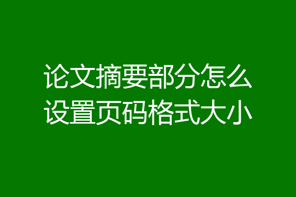 论文摘要部分怎么设置页码格式大小
