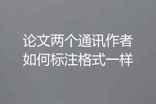 论文两个通讯作者如何标注格式一样