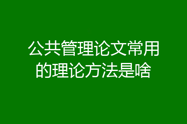 公共管理论文常用的理论方法是啥